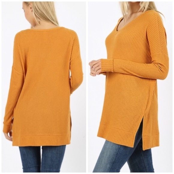 Eggplant Waffle Knit V-Neck Sweater - Picture 4 of 9